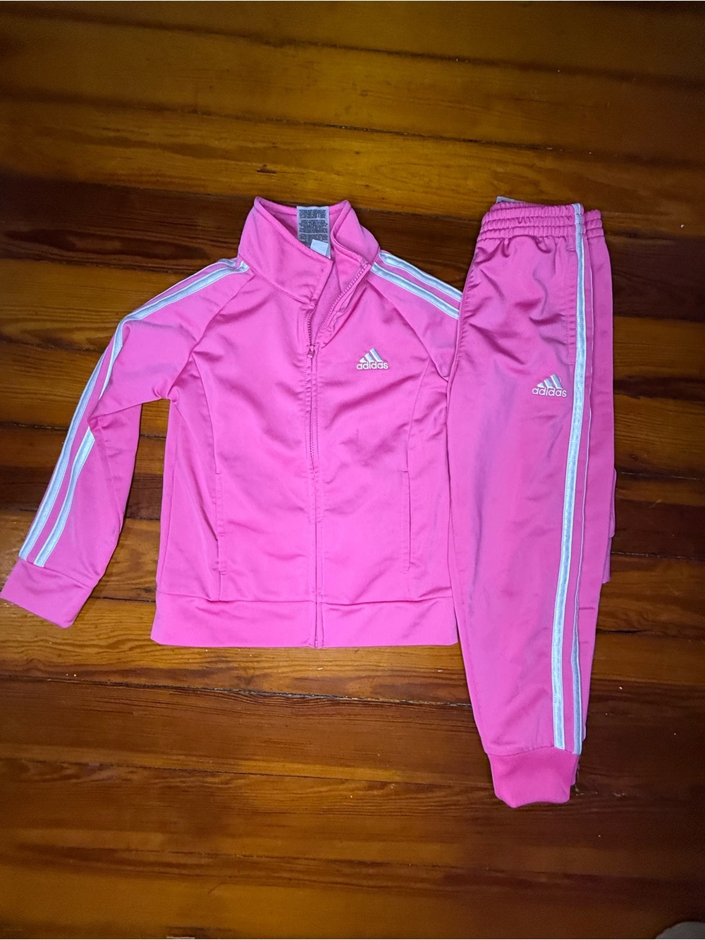 adidas Pink Girls' Athletic Tracksuit Jacket & Pants (Size 5)